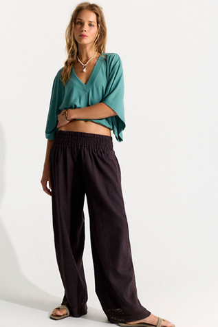 Seaside Cotton-Linen Lace Pants