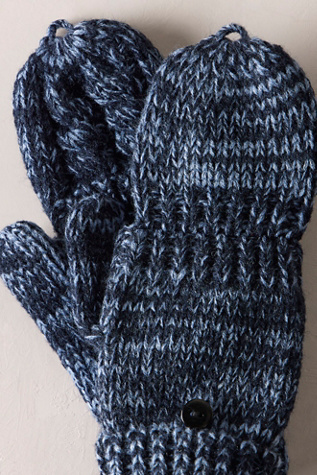 Женские перчатки Free People Marl It Pop Top Mittens, цвет: Чёрный — фото 2