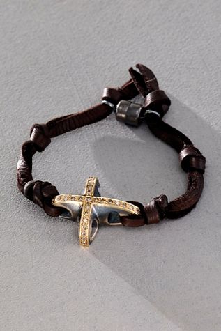 Patricia Arango Cross & Leather Bracelet