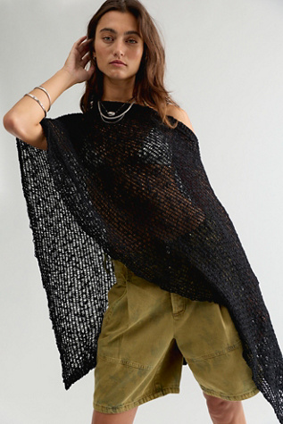 Женский топ Free People Jade Knit Poncho, цвет: Чёрный — фото 3