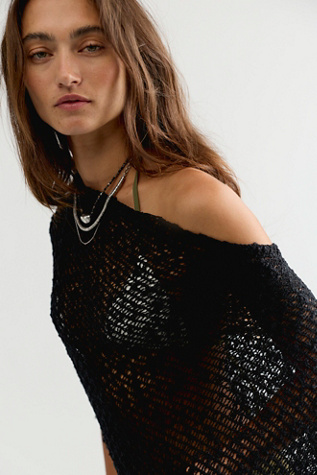 Женский топ Free People Jade Knit Poncho, цвет: Чёрный — фото 5