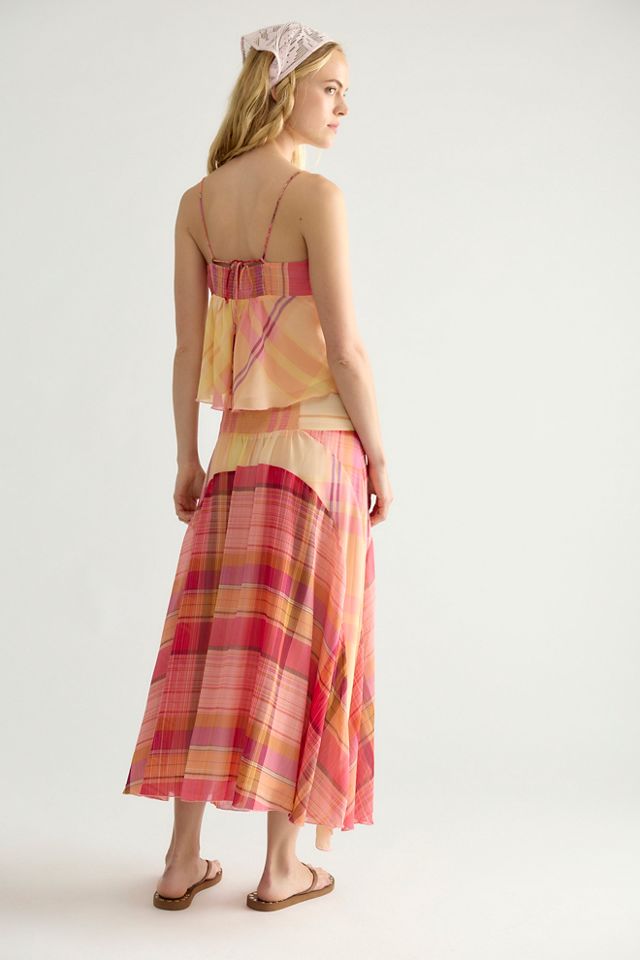 Breezy Plaid Midi Skirt Set #1