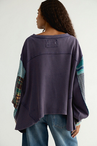 Женский топ Free People We The Free Alston Long Sleeve Top, цвет: Тёмно-синий комбинированный — фото 2