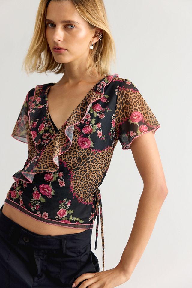 Myrtle Printed Wrap Top #3
