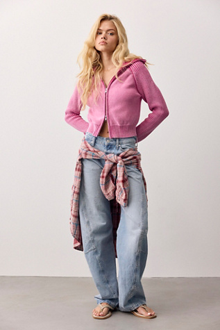 Женские кардиганы Free People Josephine Funnel-Neck Cardi, цвет: Фуксия — фото 3