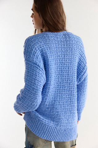 Женский свитер Free People Opal V-Neck Textured Pullover, цвет: Синий — фото 2