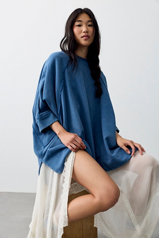 Женские толстовки Free People We The Free All Here Oversized Sweatshirt, цвет: Синий — фото 1
