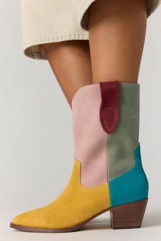 Roberta Colorblock Western Boots by Charlotte Stone Shoes at Free People, Size: US 9