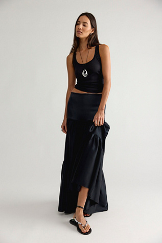 Женская юбка Free People Juliette Satin Maxi, цвет: Чёрный — фото 3