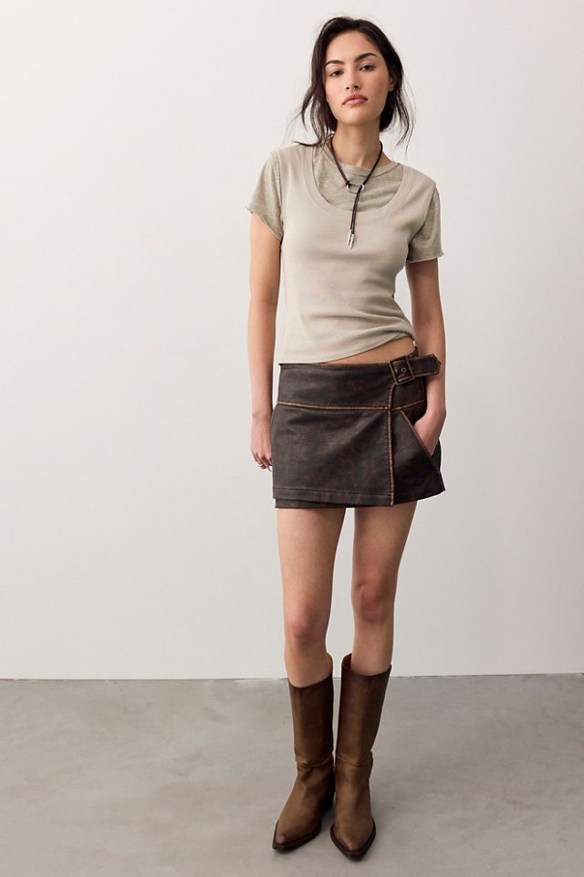 We The Free Suki Vegan Leather Micro Skirt #4