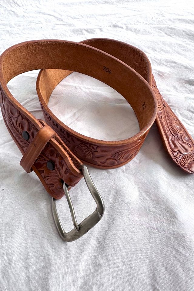Vintage Acorn Tooled Leather Belt Selected by Grievous Angel Vintage #1