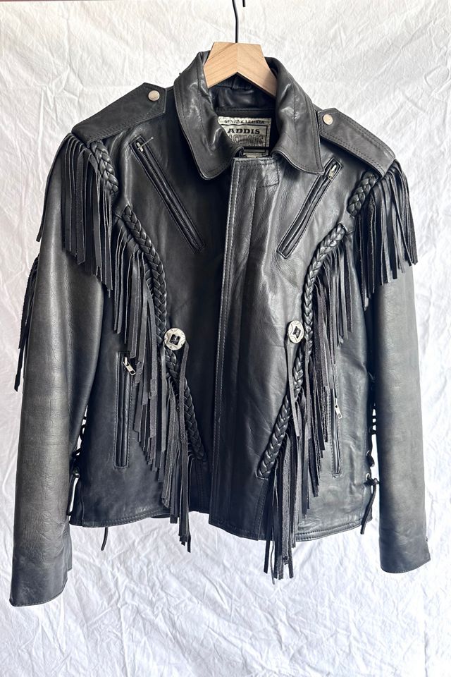 Vintage 1980s Leather and Fringe Biker Jacket Selected by Grievous Angel Vintage #2