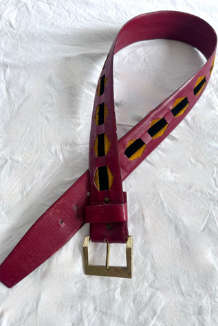 Vintage Red Leather and Suede Belt Selected by Grievous Angel Vintage