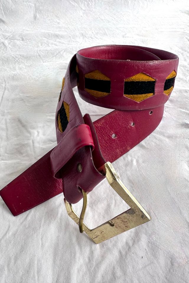 Vintage Red Leather and Suede Belt Selected by Grievous Angel Vintage #1