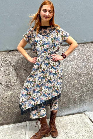 1980’s Floral Print Lace Dress Selected by Nomad Vintage