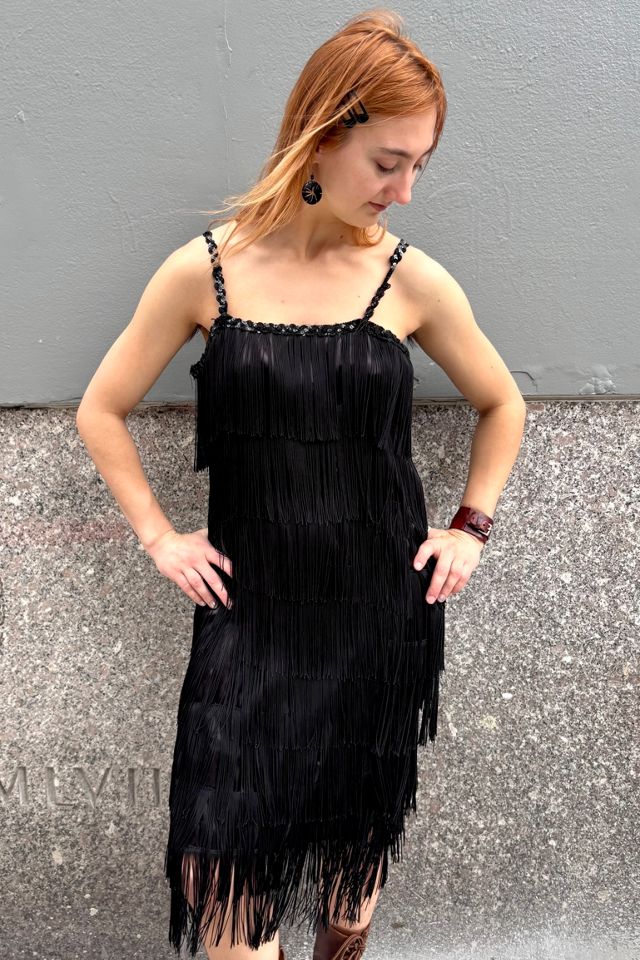 1960’s Black Fringe Flapper Style Dress Selected by Nomad Vintage #3