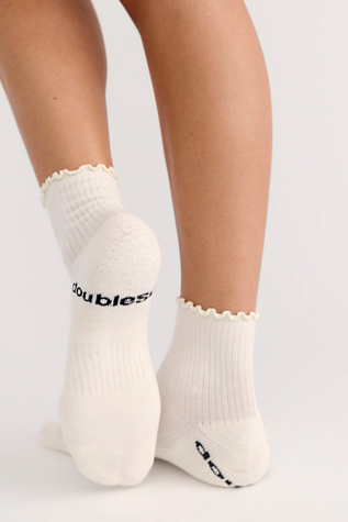 Doublesoul Ruffle Quarter Socks at Free People in Yellow