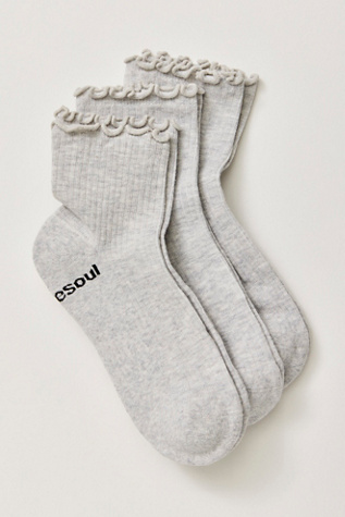 Doublesoul Ruffle Quarter Socks at Free People in Grey
