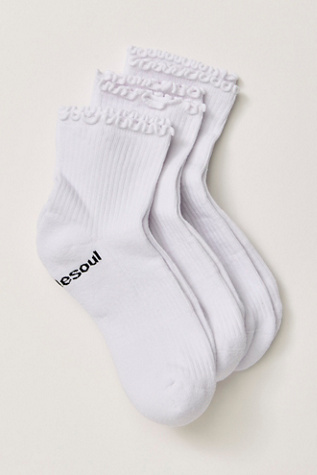 Doublesoul Ruffle Quarter Socks at Free People in Cloud
