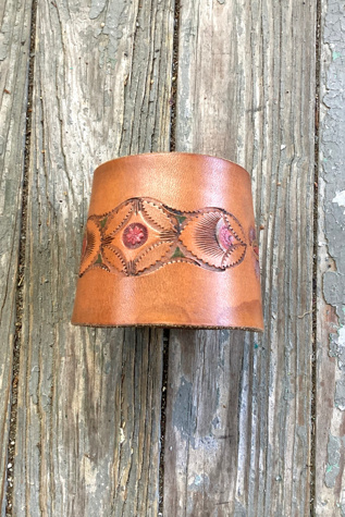 Vintage 1970s Hand Tooled Wide Leather Cuff Selected by Cherry