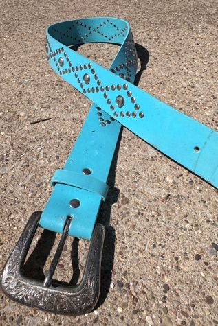 Vintage 1980s Blue Studded and and Rhinestone Western Belt Selected by Cherry