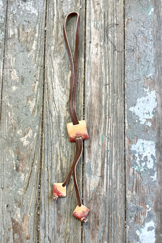 Vintage 1960s Leather and Enamel Bolo Tie Selected by Cherry