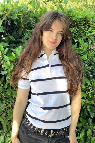Vintage 1980s Black and White Stripe Polo Selected by Cherry
