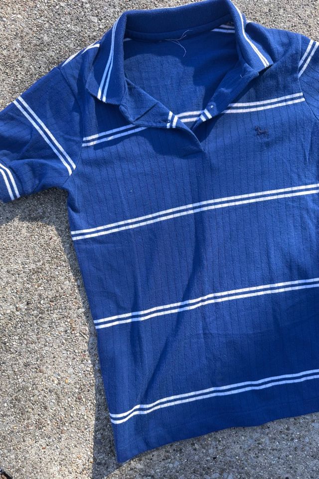 Vintage 1980s Blue with White Stripe Polo Selected by Cherry #1