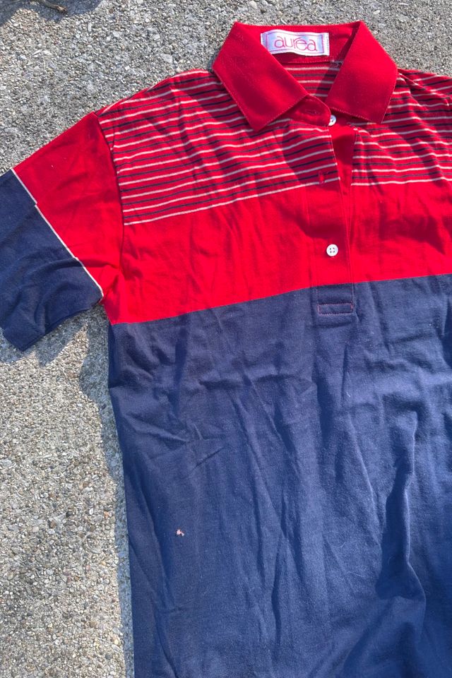 Vintage 1980s Navy and Red Striped Polo Selected by Cherry #1