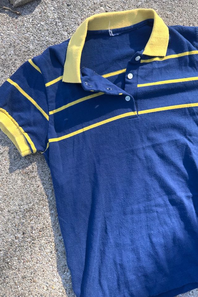Vintage 1980s Navy with Yellow Stripe Polo Selected by Cherry #1