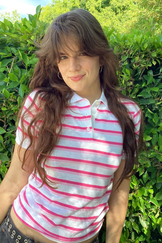 Vintage 1980s Pink and White Stripe Polo Selected by Cherry