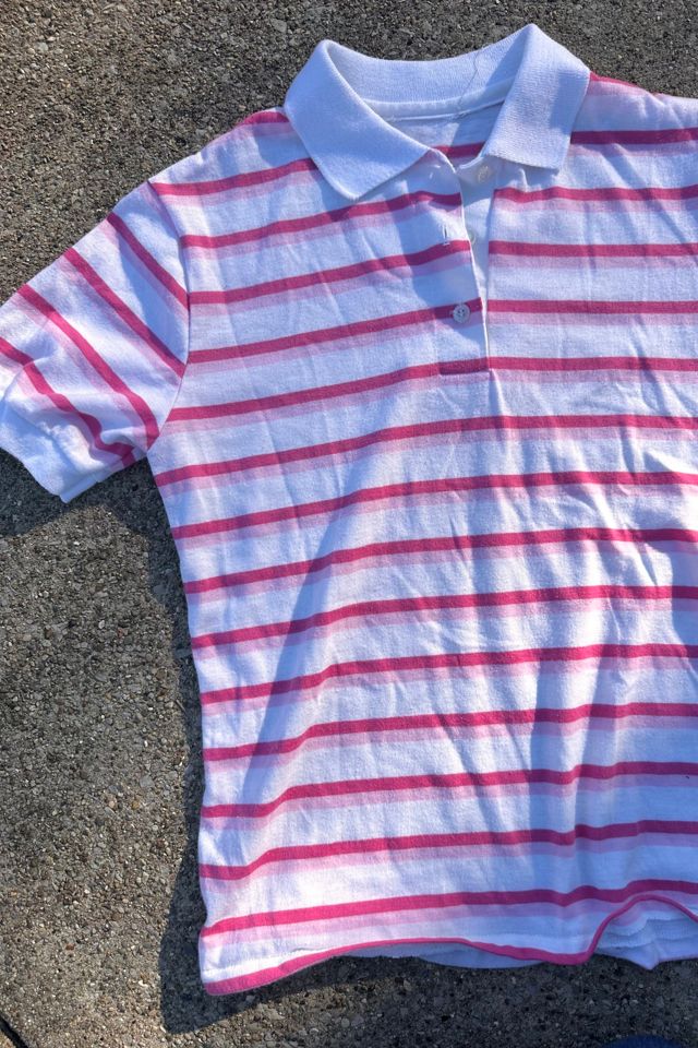 Vintage 1980s Pink and White Stripe Polo Selected by Cherry #1