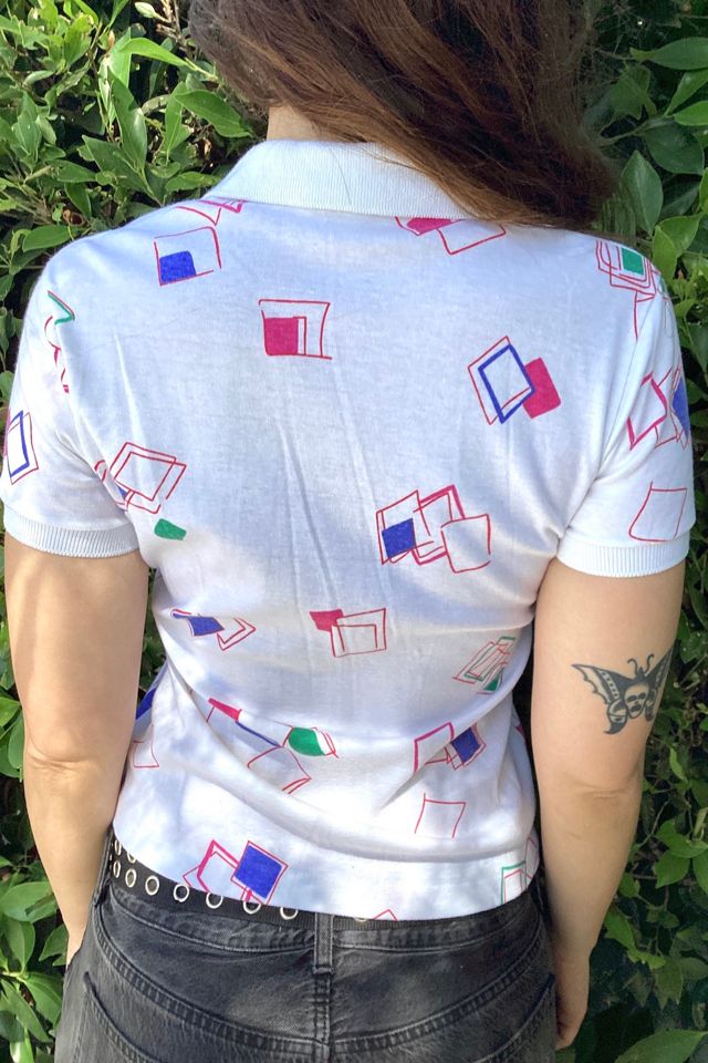 Vintage 1980s Graphic White Polo Selected by Cherry #1