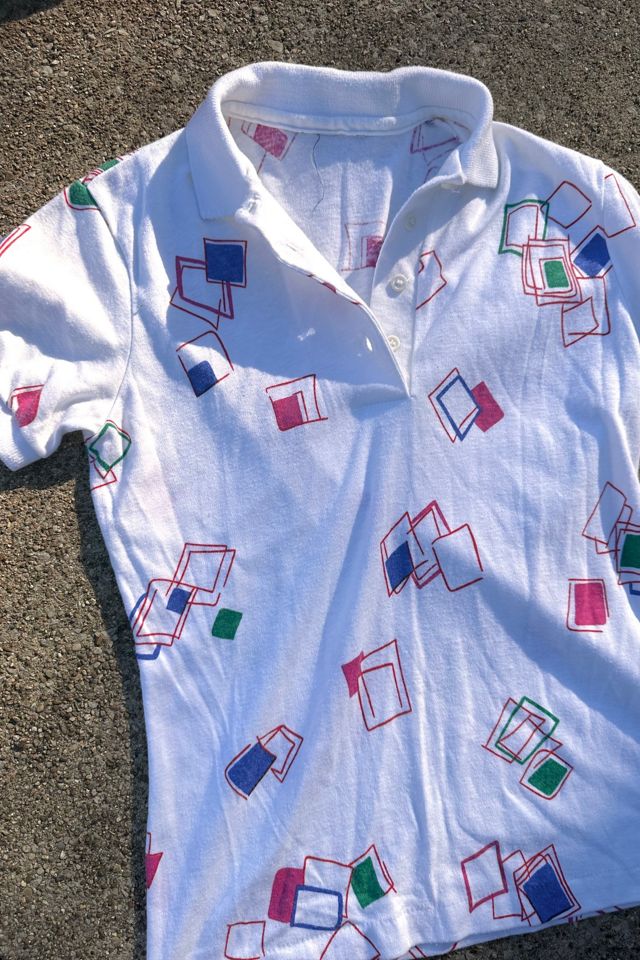 Vintage 1980s Graphic White Polo Selected by Cherry #2