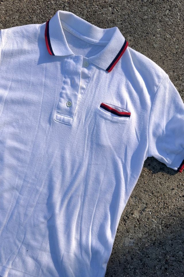 Vintage 1980s White Pocket Polo With Strip Trim Selected by Cherry #1