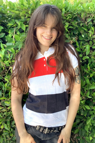 Vintage 1980s Red and Black Striped Polo Selected by Cherry