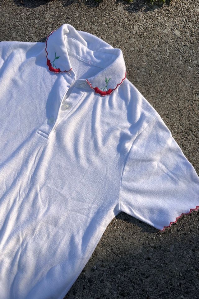 Vintage 1980s White Scalloped Polo Selected by Cherry #1