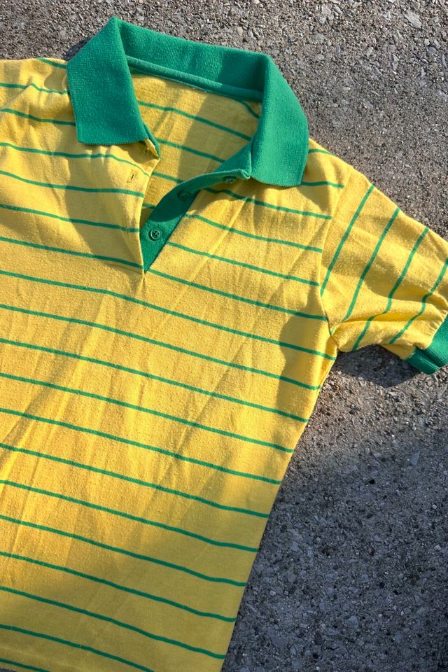 Vintage 1980s Yellow with Green Stripe Polo Selected by Cherry #1