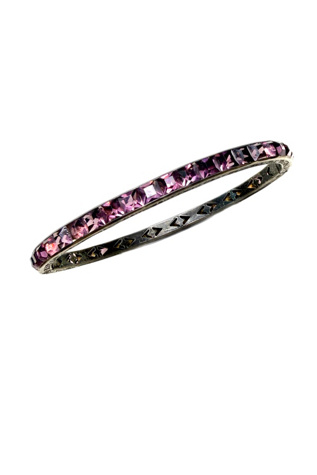 Art Deco Sterling Silver + Beveled Glass Clamper Bracelet Selected by Lux Revival