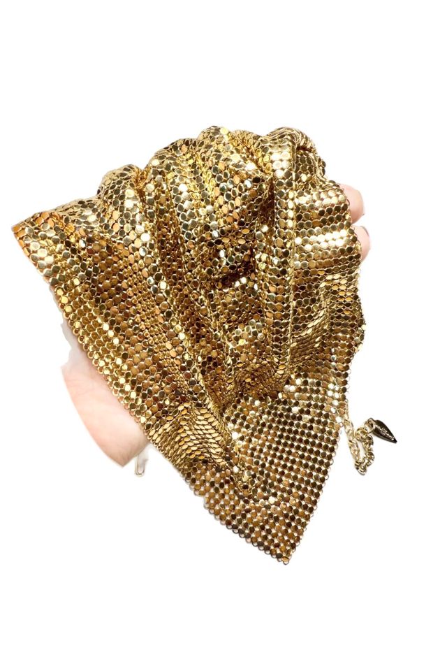 Vintage Whiting + Davis Gold + Black Mesh Bib Necklace Selected by Lux Revival #1