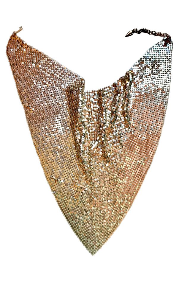 Vintage Whiting + Davis Gold + Black Mesh Bib Necklace Selected by Lux Revival #2