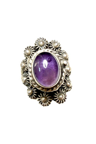Vintage 1970s Sterling + Amethyst Poison Ring Selected by Lux Revival