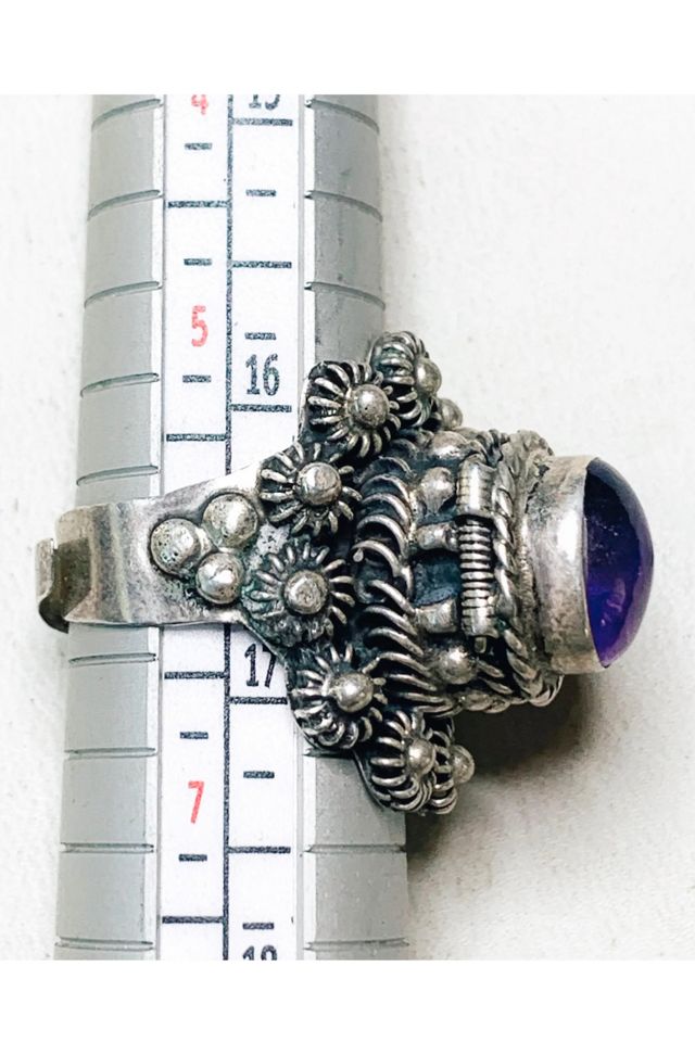 Vintage 1970s Sterling + Amethyst Poison Ring Selected by Lux Revival #3