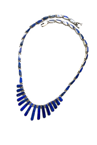Vintage Fine Silver + Lapis Lazuli Bib Necklace Selected by Lux Revival
