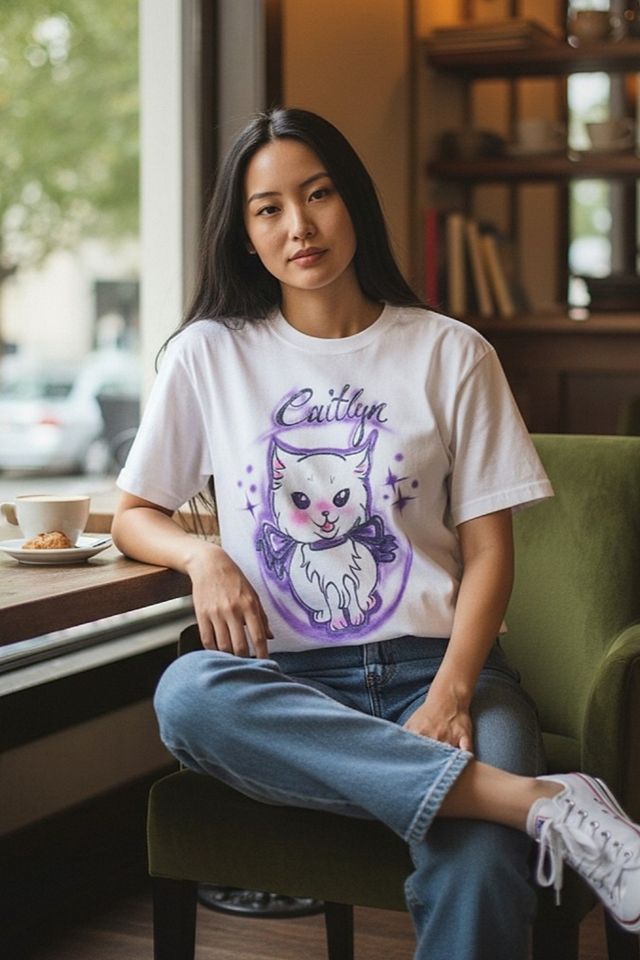 Vintage Caitlyn Cat Airbrushed Tee Selected by Garbage Soup #1