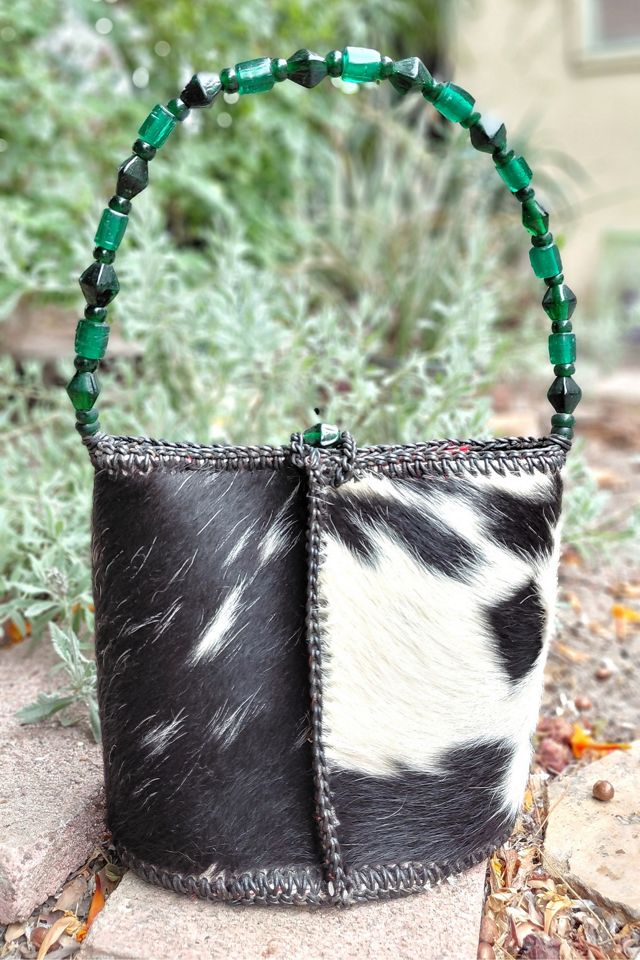 Handcrafted Vintage Cowhide Bucket Bag Selected by Garbage Soup #1