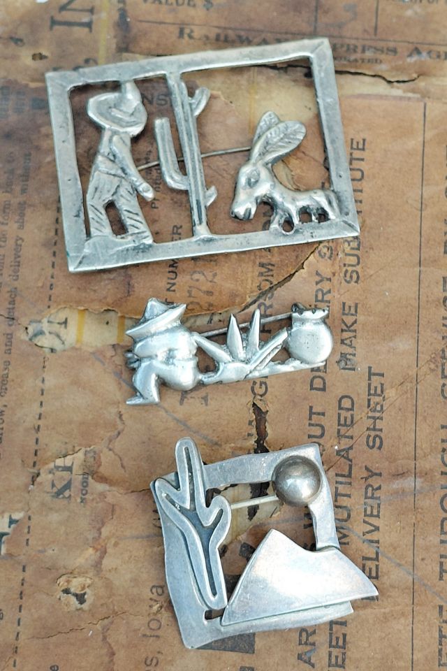 Vintage Mexican Sterling Silver Pins Set Selected by Garbage Soup #2