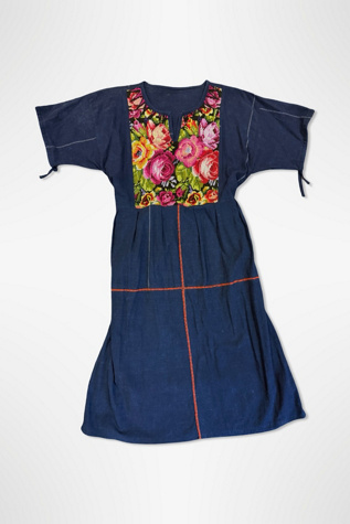 1980s Indigo Embroidered Caftan Dress Selected By Ritual Vintage