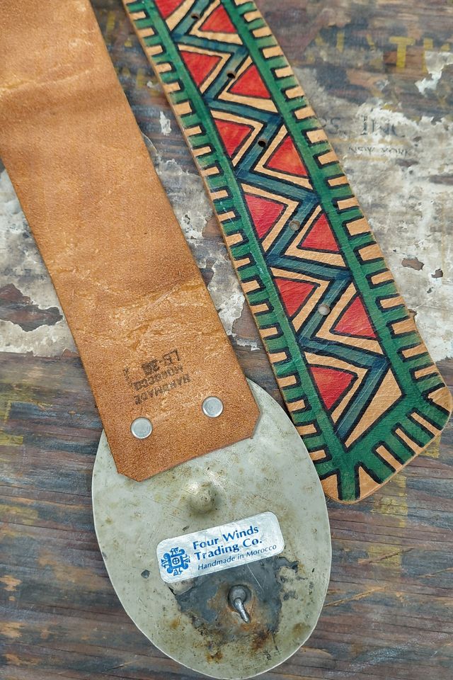 Vintage Moroccan Hand Painted Leather Belt #3