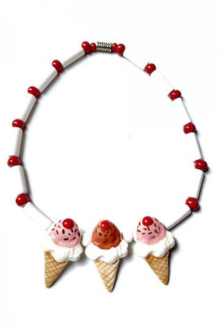 Flying Colors Ice Cream Cones Necklace Selected by Garbage Soup
